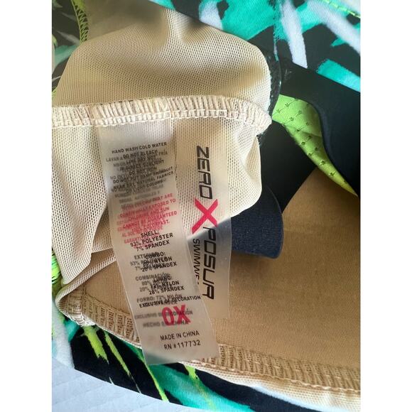 ZeroXposur Mesh Racerback Tankini Builtin Bra Black/Yellow/Teal UPF 30+Sun 0X - Picture 11 of 11
